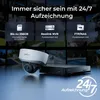 A Reolink security camera and NVR are displayed with marketing text highlighting recording features. Produktbild-Vorschau