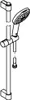 A line drawing illustration of a shower rail set with a hand shower. Produktbild-Vorschau