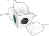 A white PowerCube Extended Switch with multiple adapters plugged in. Produktbild-Vorschau