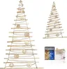 Two wooden Christmas trees decorated with ornaments and LED lights, along with a product packaging and LED lights. Anteprima dell’immagine prodotto