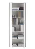 A white cabinet with open doors, displaying shelves filled with books and binders. Produktbild-Vorschau