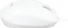 A white computer mouse with a textured grip is shown from a side angle against a white background. Produktbild-Vorschau