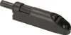 A black furniture door damper with an adapter is shown against a white background. Produktbild-Vorschau