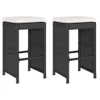 vidaXL Tabouret de bar de jardin avec coussin 2 pcs. noir Voir les images du produit 1