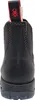 The back view of a black Chelsea boot with a red spider logo on a pull tab. Produktbild-Vorschau