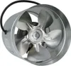 A close-up studio shot of a metal industrial duct fan. Voir les images du produit