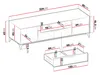 A diagram showing the dimensions of a TV stand and a drawer. Náhľad obrázku produktu