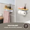 Porte-rouleau de cuisine eluno avec tablette en bambou pour Voir les images du produit 6