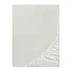 A white jersey fitted sheet is laid flat on a white background, with the elasticated edge visible at the bottom right. Produktbild-Vorschau
