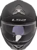 A front view of a black motorcycle helmet. Voir les images du produit