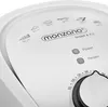 A close-up view of the control panel of a white air fryer, showing various cooking icons, brand logo, indicator lights, and a temperature dial. Produktbild-Vorschau