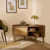 CALICOSY - Meuble TV d'angle 1 porte avec façade en rotin Voir les images du produit 2