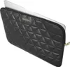 A black quilted laptop sleeve with a laptop partially inserted. Produktbild-Vorschau