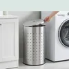 Relaxdays, Wäschekorb mit Deckel, Edelstahl, 42 l, HxD: 55 Produktbild-Vorschau 2