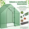 A greenhouse structure with text overlays highlighting its construction and materials. Podgląd zdjęcia produktu
