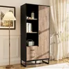 Buffet haut moderne Sweiko 80 x 40 x 180 cm – aspect bois Voir les images du produit 2