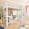 A child's bedroom with a loft bed, desk, and chair. Produktbild-Vorschau