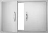 A stainless steel double door cabinet, with one door slightly ajar. Produktbild-Vorschau