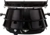 A close-up, front-facing view of a black camping grill. Produktbild-Vorschau
