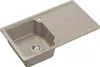 A beige granite kitchen sink with a drainboard, shown from a slightly elevated angle against a white background. Produktbild-Vorschau