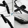 A collage of close-up shots of a black metal drying rack, showing its construction and joints. Voir les images du produit