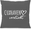 Huuraa Kissen Cuxhaven verliebt 40x40cm mit Füllung Steel Produktbild-Vorschau 1