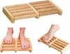 A collage of images showing a wooden foot massager, including a close-up of the product and two images of people using it. Náhľad obrázku produktu
