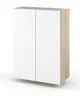 A product shot of a wall-mounted bathroom cabinet with two doors. Voir les images du produit