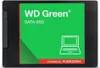 A black solid-state drive (SSD) with a green label featuring product information and branding. Podgląd zdjęcia produktu