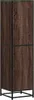 A tall, narrow cabinet with a wood-grain finish and black metal frame. Podgląd zdjęcia produktu