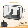 A transparent grow tent with dimensions indicated, and a small illustration of mushrooms. Produktbild-Vorschau