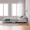 Niedriges Plattformbett in gemütlichem Schlafzimmer – platzsparend, stabil und modern.
 Produktbild-Vorschau