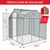 A diagram of a greenhouse with dimensions and area indicated. Produktbild-Vorschau