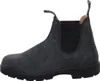 A side view of a single gray Chelsea boot. Voir les images du produit