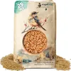 A bag of birdseed with a watercolor illustration of a bird and a landscape. Produktbild-Vorschau