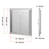 A diagram showing the dimensions of a stainless steel grill access door. Náhľad obrázku produktu