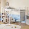 Łóżko piętrowe Merax 90x200 cm ze schodami i drążkiem na Podgląd zdjęcia produktu 1