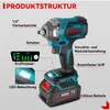 Diagram of an impact wrench with labels pointing out its features. Voir les images du produit