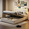 INONEFT Polsterbett 160x200cm mit LED und USB-Ladegerät, Produktbild-Vorschau 1