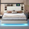 A modern bedroom with a white upholstered bed featuring built-in storage and LED lighting. Anteprima dell’immagine prodotto