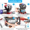 A four-panel instructional diagram showing how to install a part on a vacuum cleaner. Produktbild-Vorschau