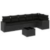 7-tlg. Garten-Sofagarnitur mit Kissen Schwarz Poly Rattan Produktbild-Vorschau 1