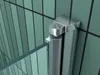 A close-up view of a shower partition hinge attached to a glass panel and a wall. Produktbild-Vorschau