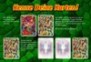 A digital representation of a card game with various cards laid out on a green, textured background. Produktbild-Vorschau