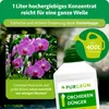 A product image for orchid fertilizer, featuring a bottle of fertilizer and a close-up of purple orchids. Produktbild-Vorschau