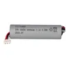 A single battery cell with attached wires and connector, isolated on a white background. Produktbild-Vorschau