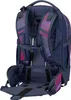 The back view of a navy blue backpack with pink and purple geometric patterns. Anteprima dell’immagine prodotto