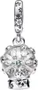 A silver charm in the shape of a snow globe with snowflakes inside. Podgląd zdjęcia produktu