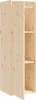 A close-up side view of an open wooden cabinet with three shelves. Voir les images du produit
