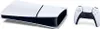 A white PlayStation 5 Slim console and a white DualSense controller are shown on a white background. Produktbild-Vorschau